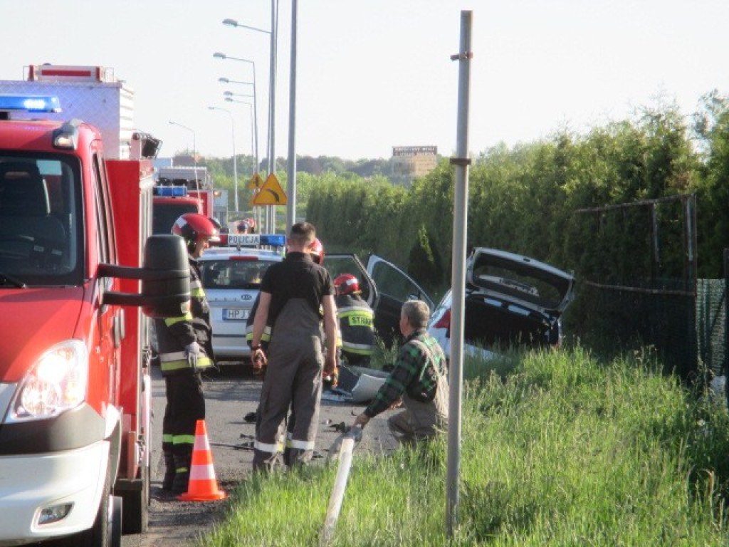 Pisarzowice: W słup i do rowu - kolizja na DK39