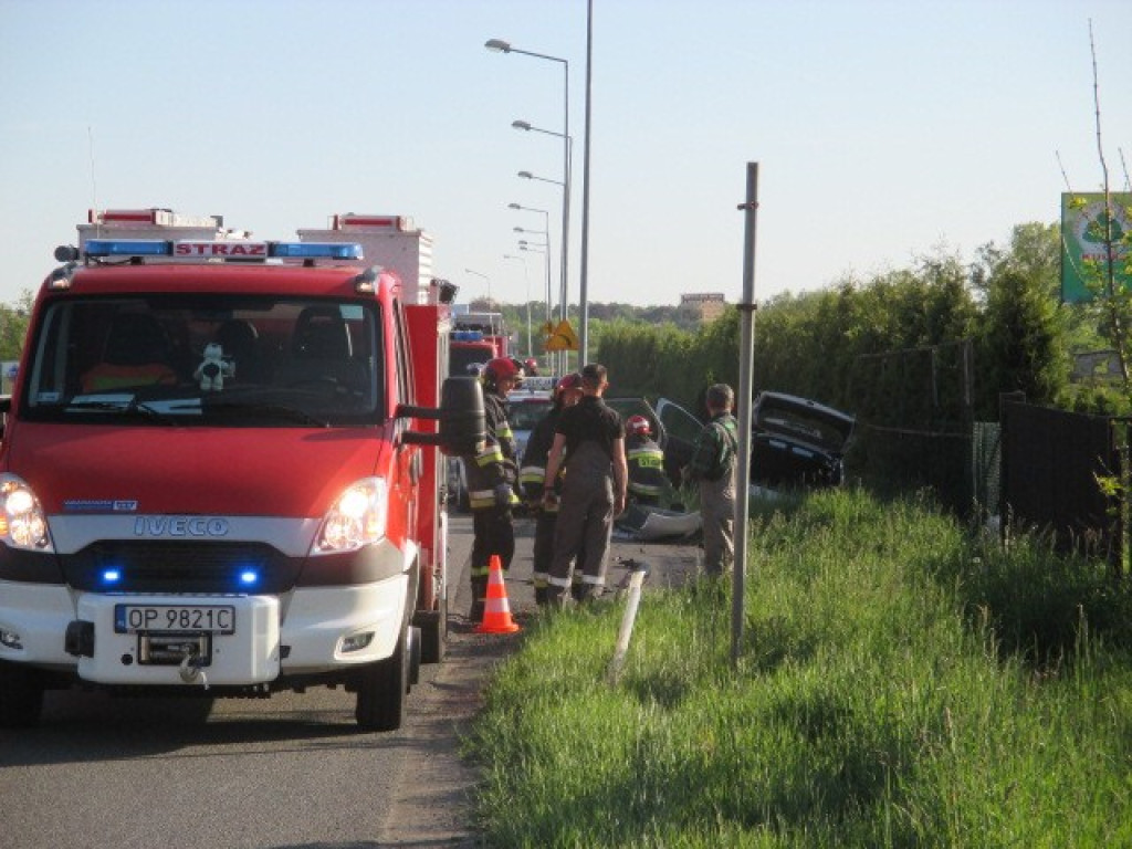 Pisarzowice: W słup i do rowu - kolizja na DK39