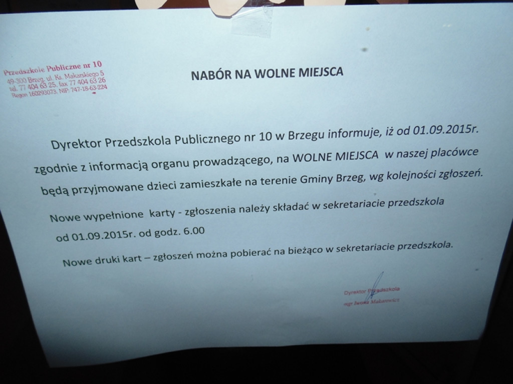 Brzeg: Rodzice spali pod przedszkolem, by dziecko zostało przyjęte do placówki