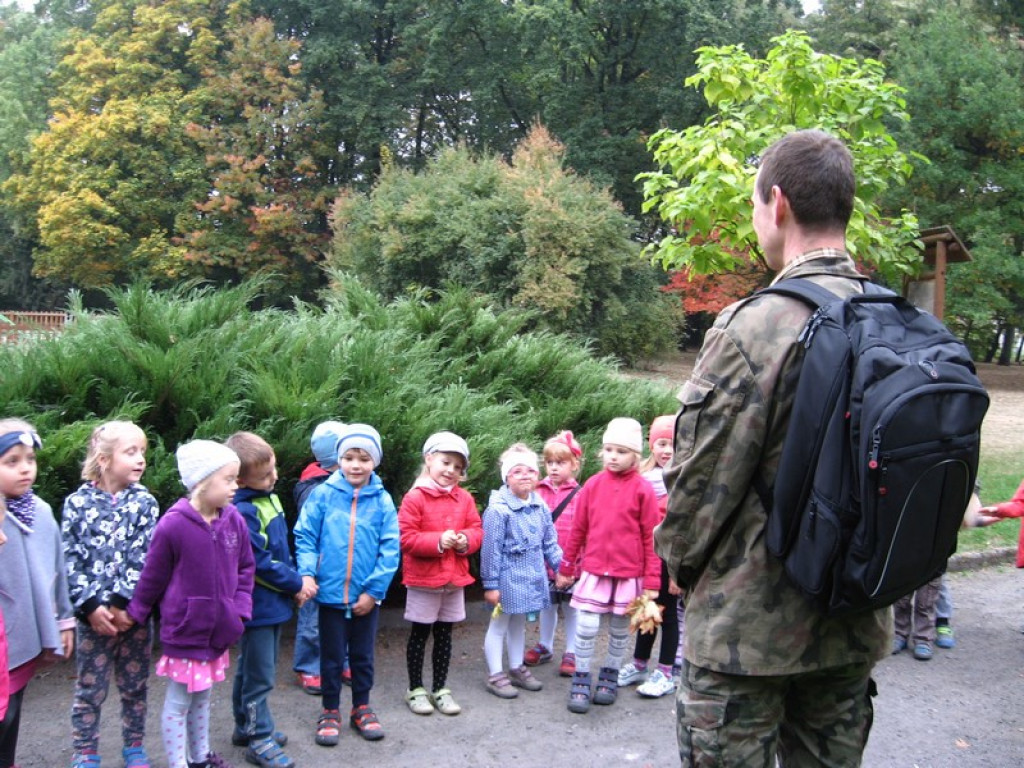 Przedszkolaki z Przedszkola Publicznego nr 3 w Brzegu odkrywają piękno jesieni w parku