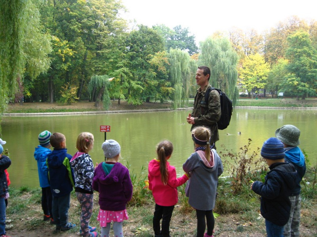 Przedszkolaki z Przedszkola Publicznego nr 3 w Brzegu odkrywają piękno jesieni w parku