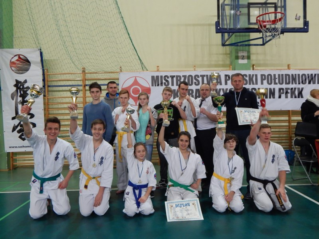 Karatecy z Lewina Brzeskiego na Mistrzostwach Południowej Polski - Mielec 12.12.2015r.