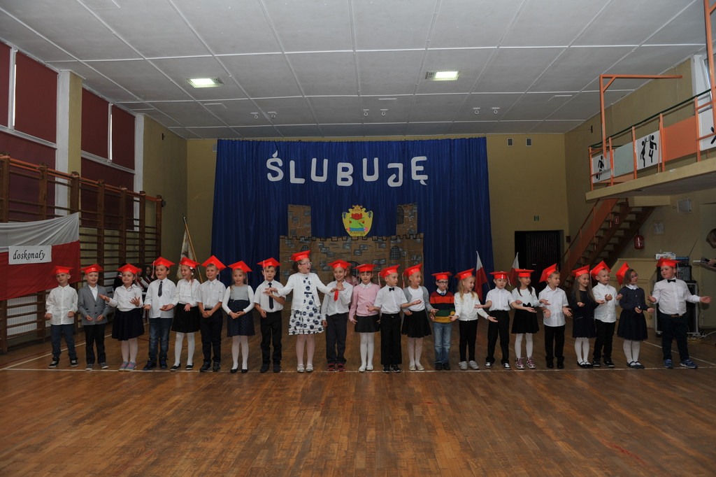 Ślubowanie pierwszoklasistów w Publicznej Szkole Podstawowej im. M. Kopernika w Lewinie Brzeskim