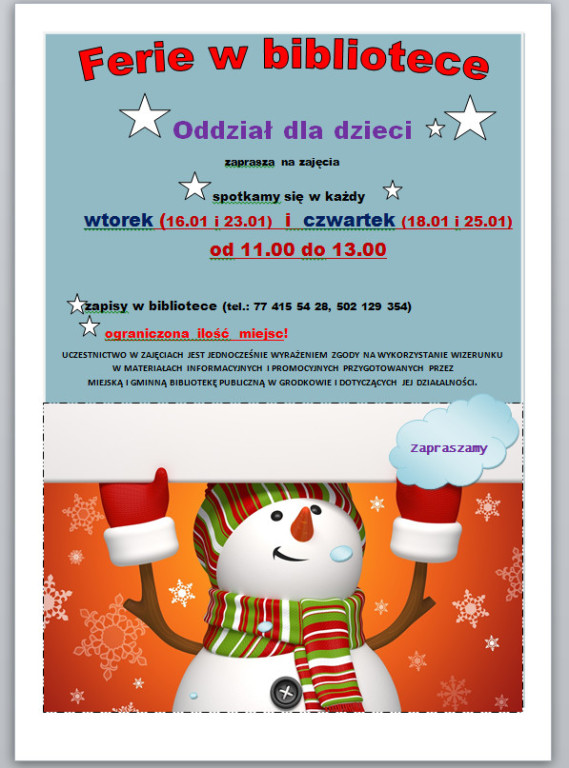 Ferie zimowe w gminie Grodków