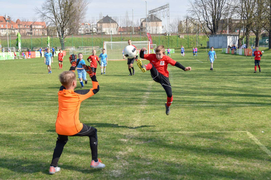 Młodzi piłkarze rywalizowali na miejskim stadionie w Brzegu