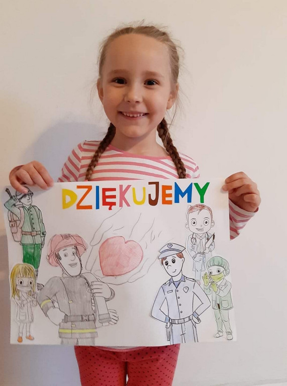 #BrawoDlaWas - Przedszkolaki z Lewina Brzeskiego dziękują służbom za ich pracę w czasie epidemii