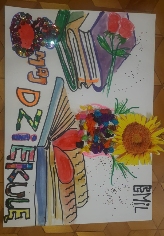 Dzieci z PP1 w Lewinie Brzeskim dziękują bibliotekarzom za ich pracę!