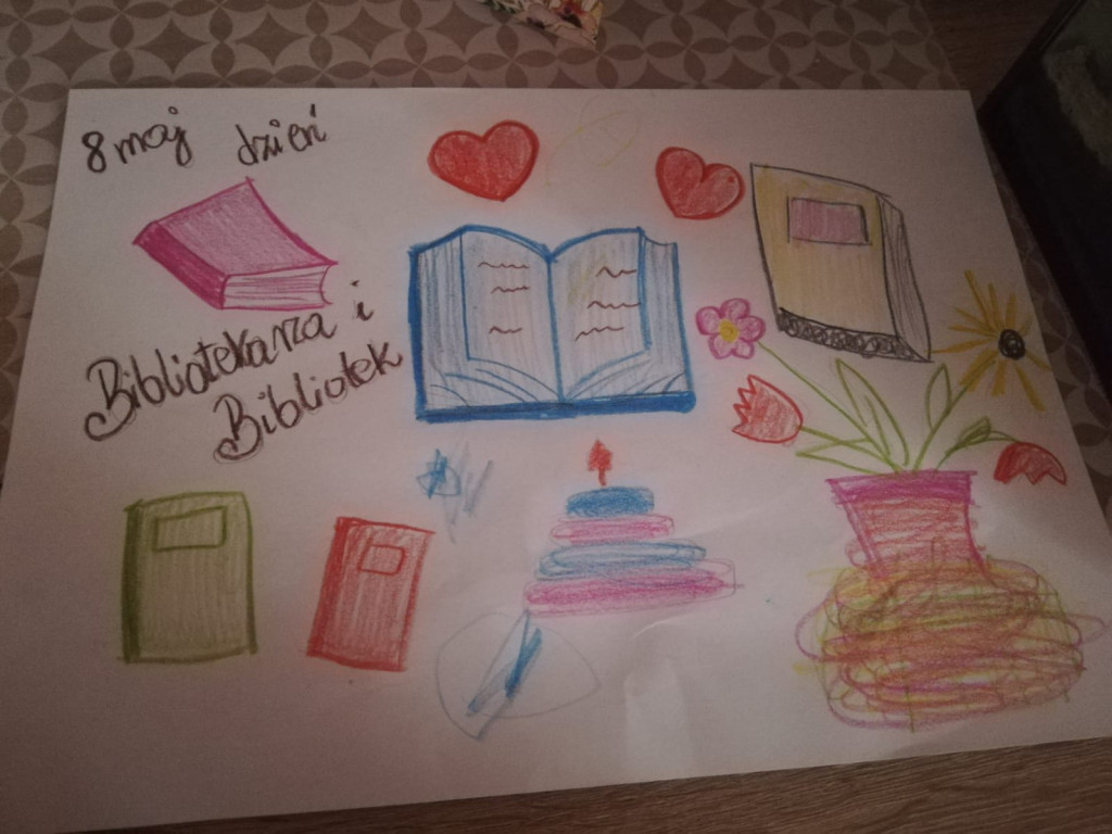 Dzieci z PP1 w Lewinie Brzeskim dziękują bibliotekarzom za ich pracę!