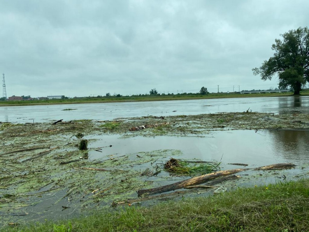 Niebezpieczny zator na Nysie Kłodzkiej pod mostem kolejowym w Lewinie Brzeskim