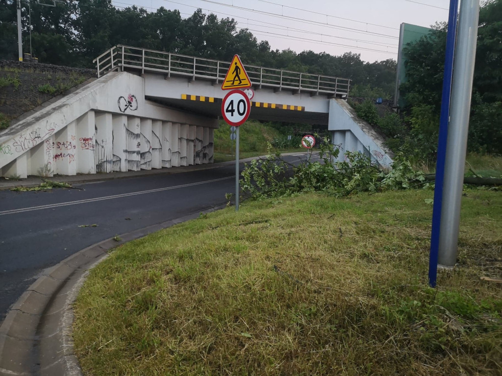 Zalane ulice, połamane drzewa i uszkodzony dach