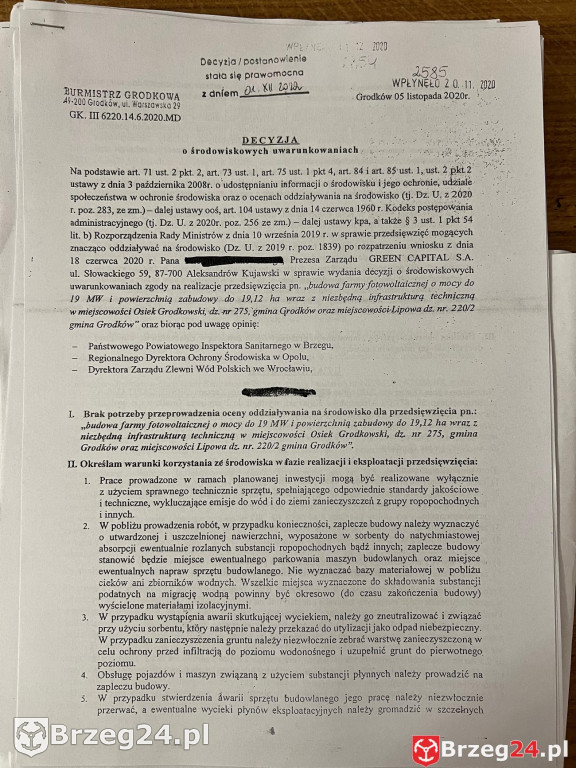 Decyzje na farmy fotowoltaiczne w Grodkowie