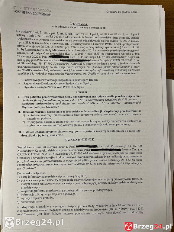 Decyzje na farmy fotowoltaiczne w Grodkowie