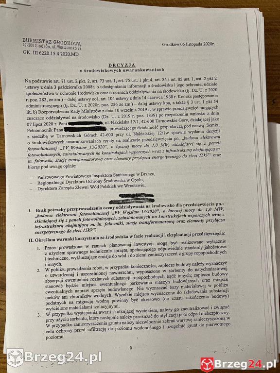 Decyzje na farmy fotowoltaiczne w Grodkowie