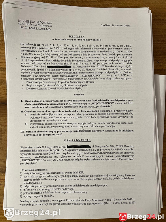 Decyzje na farmy fotowoltaiczne w Grodkowie