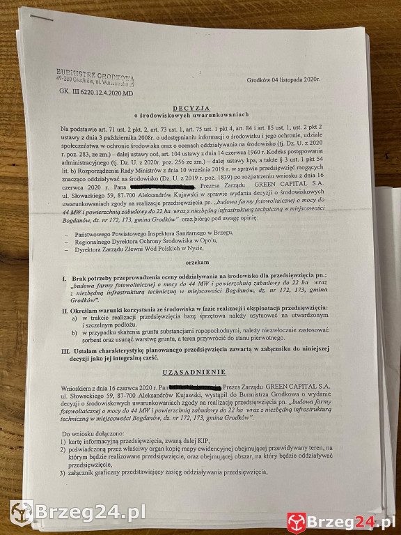 Decyzje na farmy fotowoltaiczne w Grodkowie
