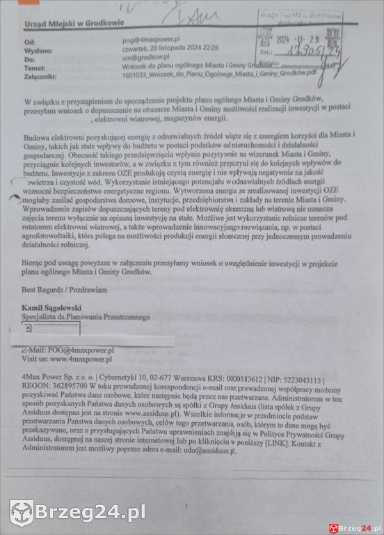 1200 działek w Grodkowie z wnioskami o wiatraki