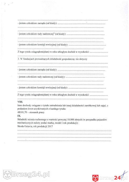 Bartosz Demski - oświadczenie majątkowe