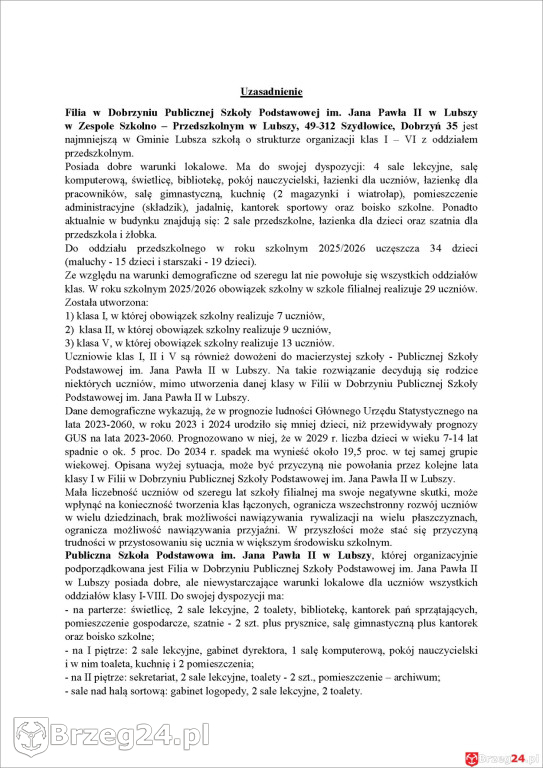 Wójt Michał Marek  likwiduje szkołę w Dobrzyniu