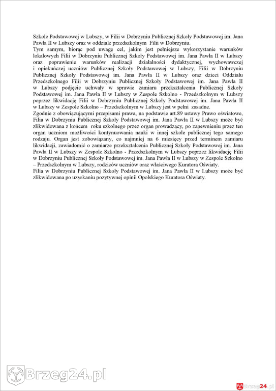 Wójt Michał Marek  likwiduje szkołę w Dobrzyniu