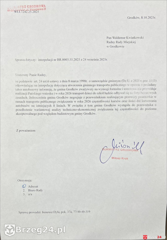 Miłosz Krok bez pomysłu na transport gminny