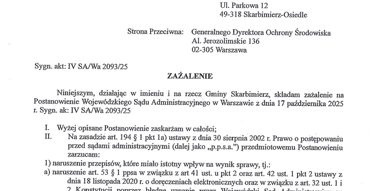 Sprawa obwodnicy Brzegu  trafiła do NSA