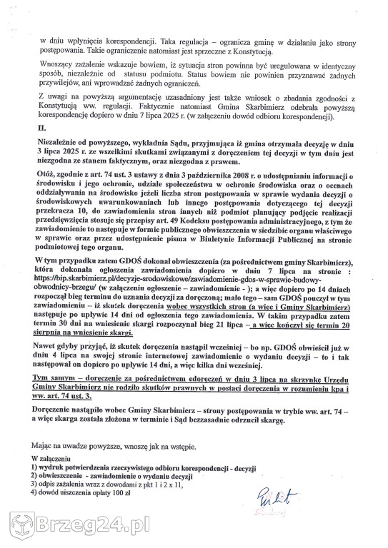 Sprawa obwodnicy Brzegu  trafiła do NSA