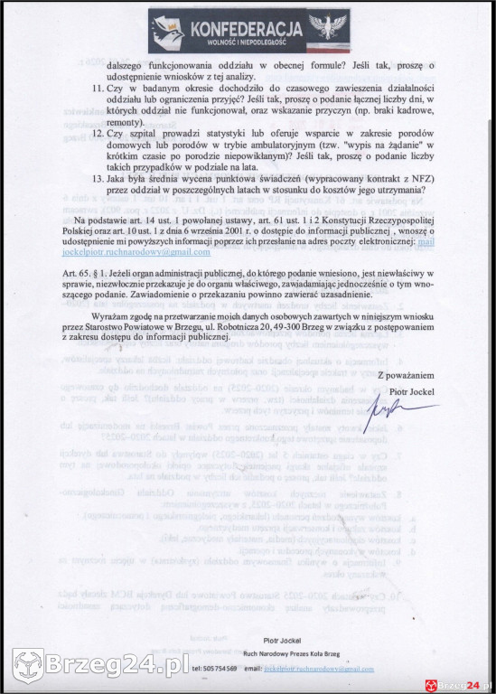 Konfederacja pyta o przyszłość  oddziału położniczego