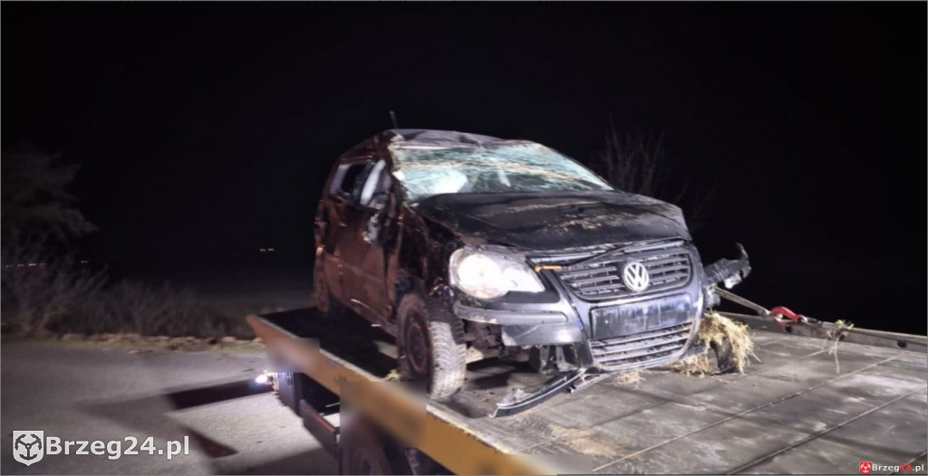 Nocny wypadek na drodze z Lewina do Magnuszowic