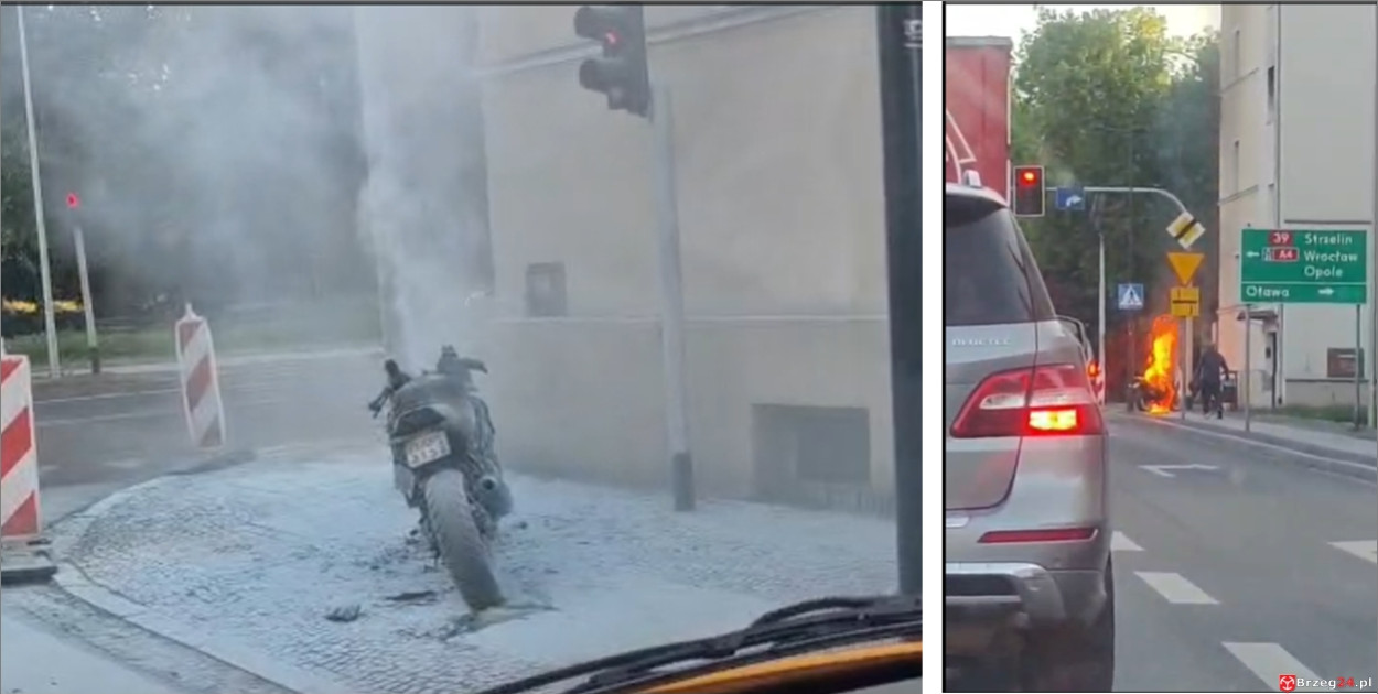 Płonący motor widmo w centrum Brzegu