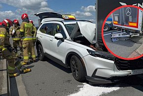 Wypadek na A4 pod Jankowicami. Zderzenie osobówki z ciężarówką