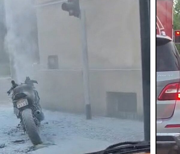 Płonący motor widmo w centrum Brzegu. Ogień, chaos i znikający właściciel
