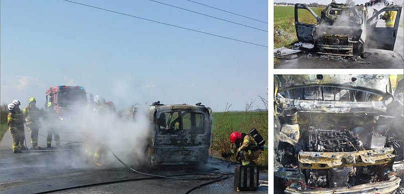Samochód spłonął doszczętnie. Pożar między Małujowicami a Zielęcicami