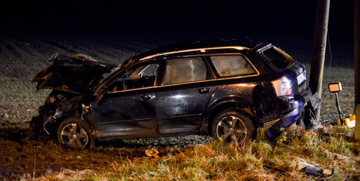Wypadek w Gnojnej k. Grodkowa. Auto wypadło z drogi