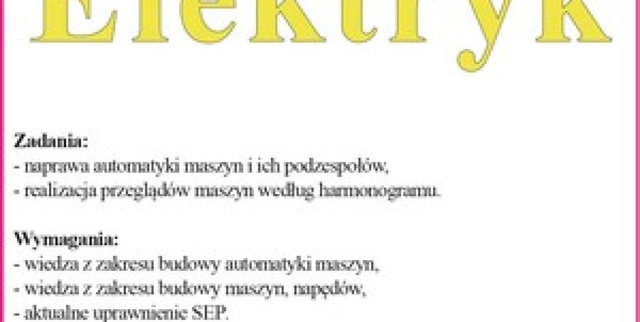 Zatrudni na stanowisko elektryk