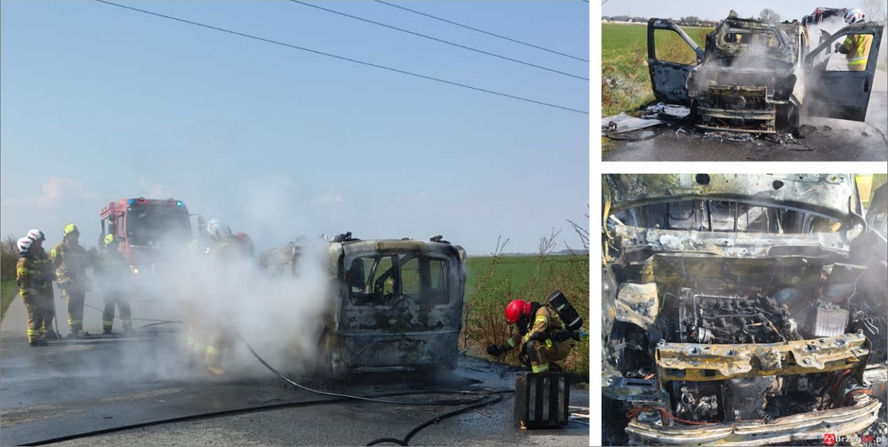 Samochód spłonął doszczętnie. Pożar między Małujowicami a Zielęcicami