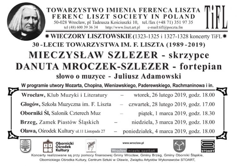 Koncert z cyklu „Wieczory Lisztowskie” – 30-lecie Towarzystwa im. F. Liszta