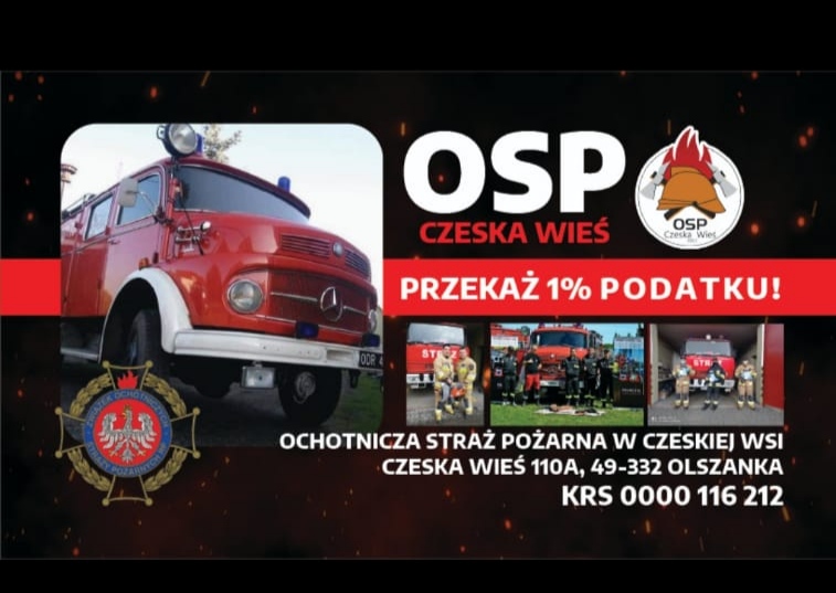 Strażacy OSP z Czeskiej Wsi liczą na 1% podatku